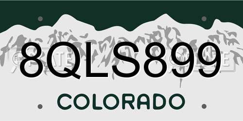 8QLS899 Colorado License Plate