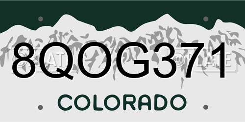 8QOG371 Colorado License Plate