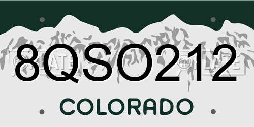 8QSO212 Colorado License Plate