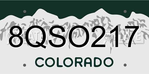 8QSO217 Colorado License Plate