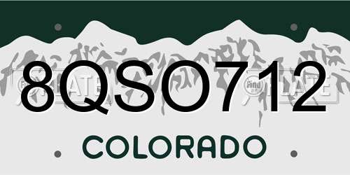 8QSO712 Colorado License Plate