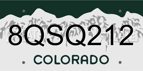 8QSQ212 Colorado License Plate