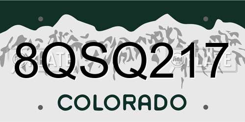8QSQ217 Colorado License Plate