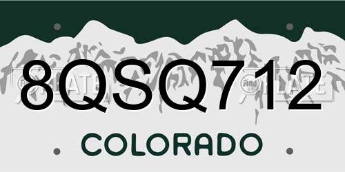 8QSQ712 Colorado License Plate