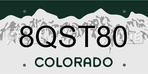 8QST80 Colorado License Plate