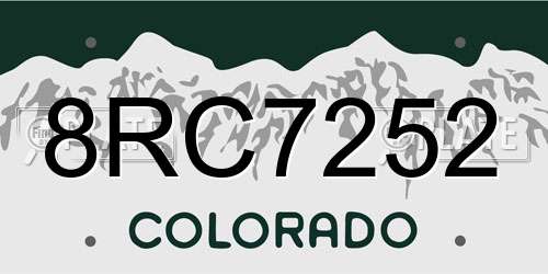 8RC7252 Colorado License Plate