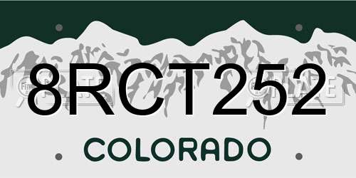 8RCT252 Colorado License Plate