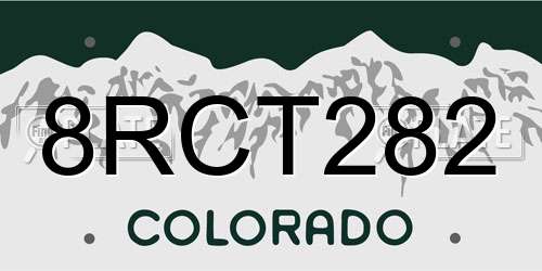 8RCT282 Colorado License Plate