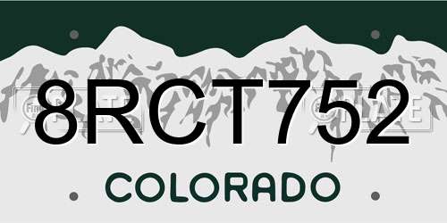 8RCT752 Colorado License Plate