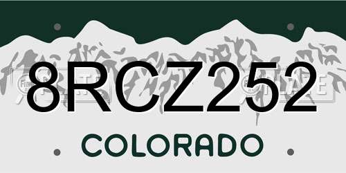 8RCZ252 Colorado License Plate