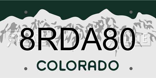 8RDA80 Colorado License Plate