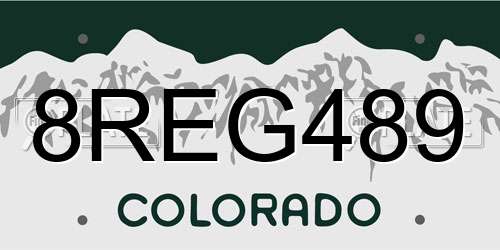 8REG489 Colorado License Plate