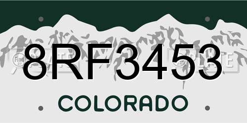 8RF3453 Colorado License Plate