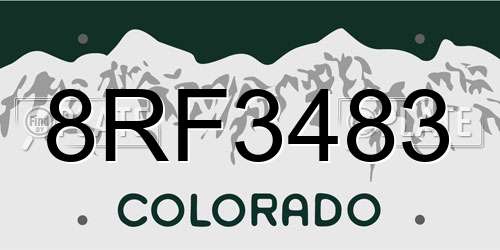 8RF3483 Colorado License Plate