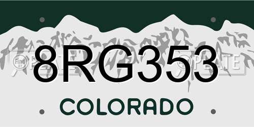 8RG353 Colorado License Plate
