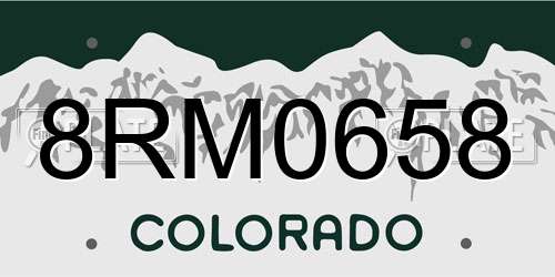 8RM0658 Colorado License Plate