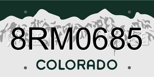 8RM0685 Colorado License Plate