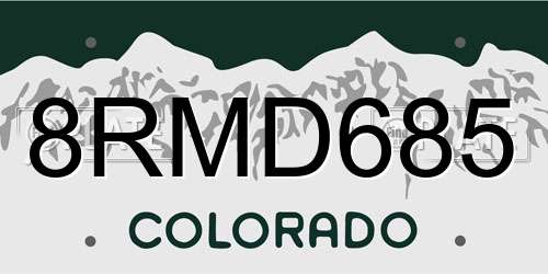 8RMD685 Colorado License Plate