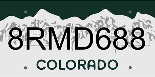 8RMD688 Colorado License Plate