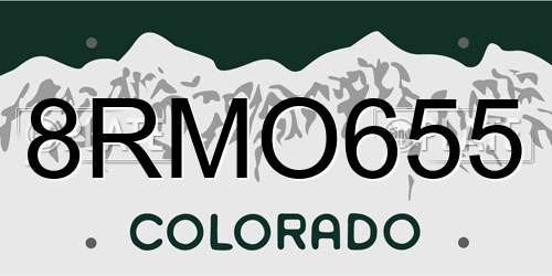 8RMO655 Colorado License Plate