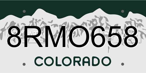 8RMO658 Colorado License Plate