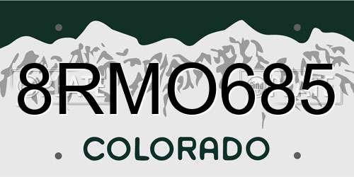 8RMO685 Colorado License Plate