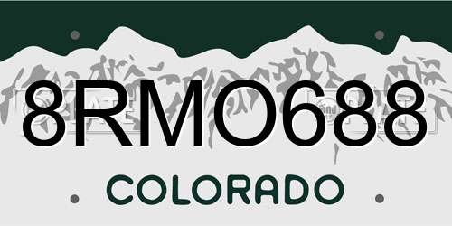 8RMO688 Colorado License Plate