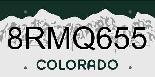 8RMQ655 Colorado License Plate