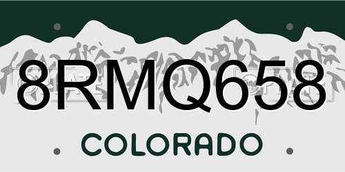 8RMQ658 Colorado License Plate