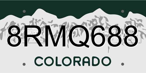 8RMQ688 Colorado License Plate