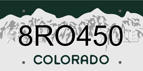 8RO450 Colorado License Plate