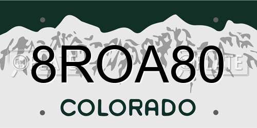 8ROA80 Colorado License Plate