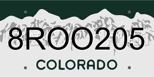 8ROO205 Colorado License Plate