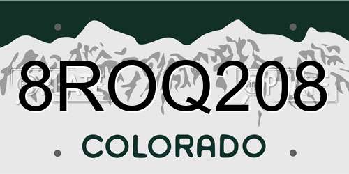 8ROQ208 Colorado License Plate