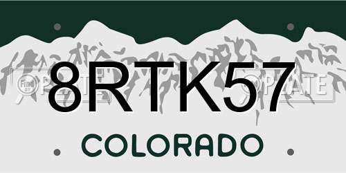 8RTK57 Colorado License Plate