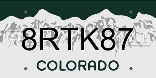 8RTK87 Colorado License Plate
