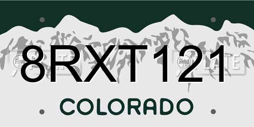 8RXT121 Colorado License Plate