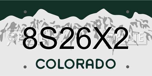 8S26X2 Colorado License Plate