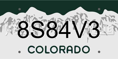 8S84V3 Colorado License Plate