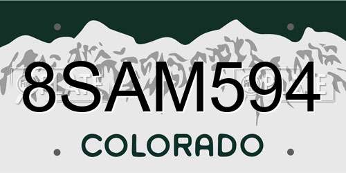 8SAM594 Colorado License Plate