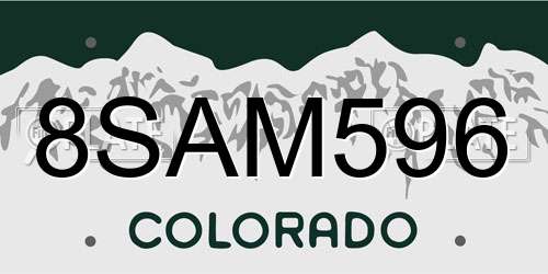 8SAM596 Colorado License Plate