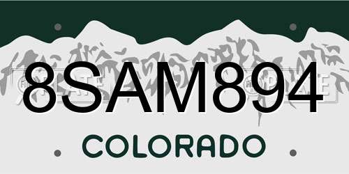 8SAM894 Colorado License Plate