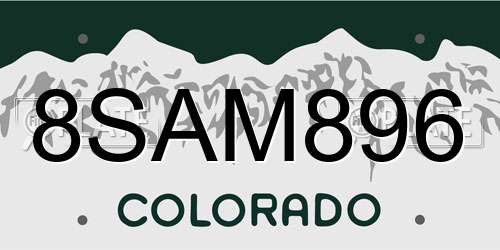 8SAM896 Colorado License Plate