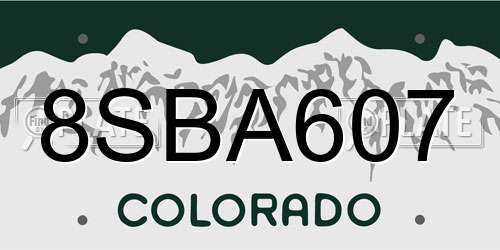 8SBA607 Colorado License Plate