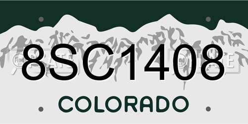 8SC1408 Colorado License Plate