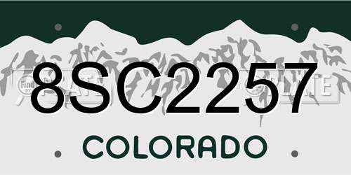 8SC2257 Colorado License Plate