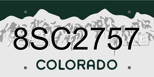 8SC2757 Colorado License Plate