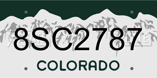 8SC2787 Colorado License Plate