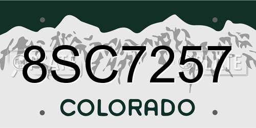 8SC7257 Colorado License Plate