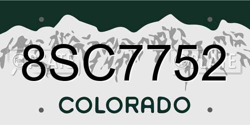 8SC7752 Colorado License Plate